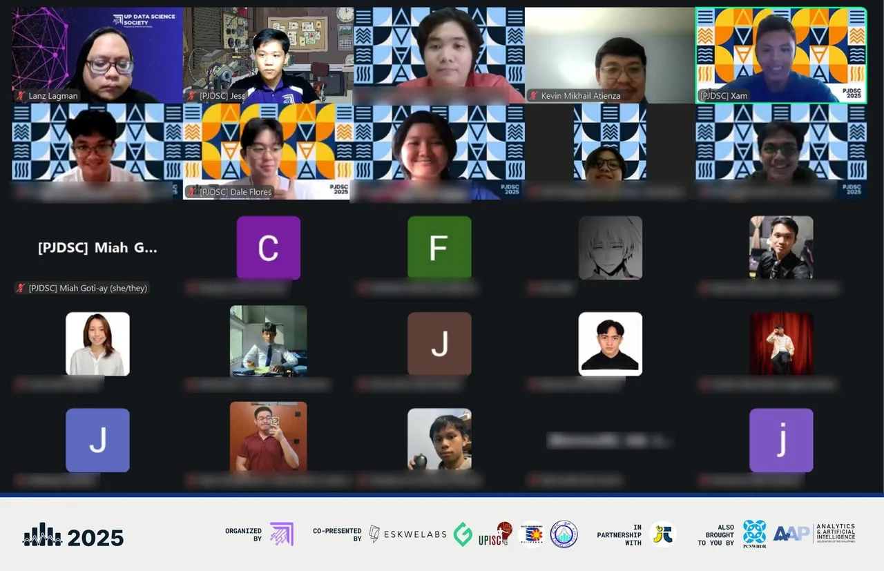 Participants of the PJDSC 2025 online talk in a video call gallery.