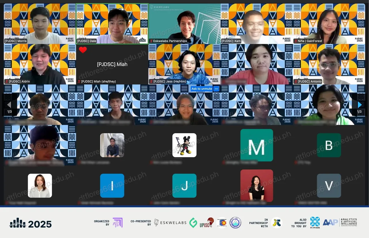 Participants of the PJDSC 2025 event launch in a video call gallery.